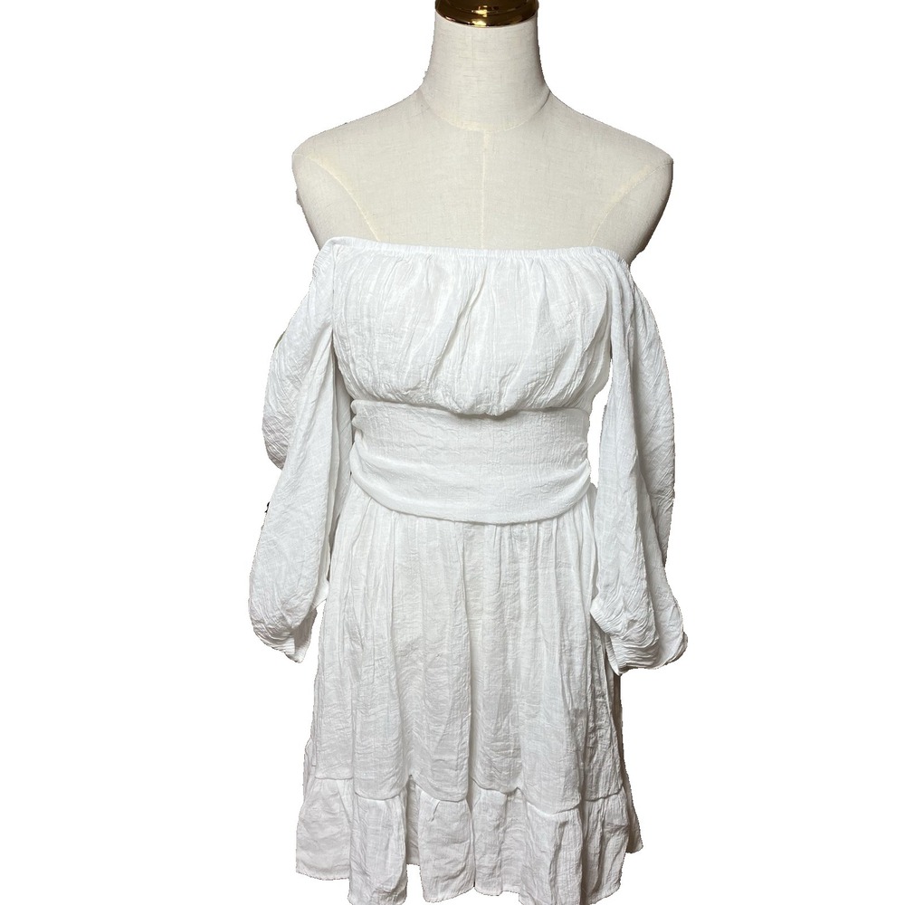 White Coquette Dress Small Cottagecore Peasant Dress Coastal Boho Soft Girl